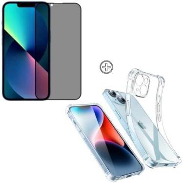 Imagem de Película De Vidro Privacidade 3D Anti Spy Tela Toda Para iPhone + Capa