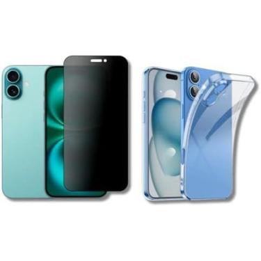 Imagem de Película De Vidro Privacidade 3D Anti Spy Tela Toda Para iPhone + Capa