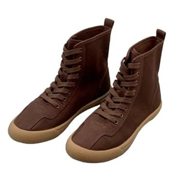 Imagem de Tênis minimalista retrô de lona, botas de cano baixo, sapatos femininos confortáveis para treinamento, tênis feminino, Marrom, 34