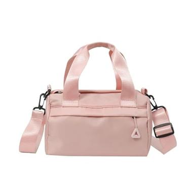 Imagem de Mini bolsa de ginástica mensageiro de nylon multiuso fitness ombro elegante viagem com alça ajustável, rosa, Medium