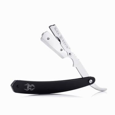 Imagem de Kit de barbear Straight Edge Black Widow em aço inoxidável com 100 lâm