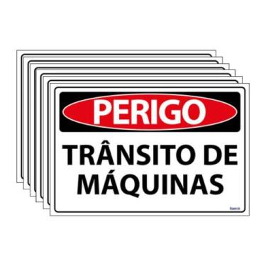 Imagem de Combo 6 Placas De Sinalização Perigo Trânsito De Máquinas 30x20 Ecom I