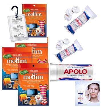 Imagem de Moffim Kit Proteção, 4 Sachês Desumidificadores 110g com Absorção de Umidade, 3 Discos de Algodão Apolo em Ziplock para Limpeza Facial e Remoção de Maquiagem