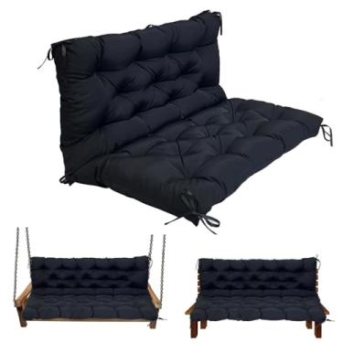 Imagem de LQQSDPJ Almofadas de substituição de balanço para exterior: almofada impermeável de banco de 2 a 3 lugares com laços - almofada de balanço de 10 cm de espessura para móveis de jardim e varanda