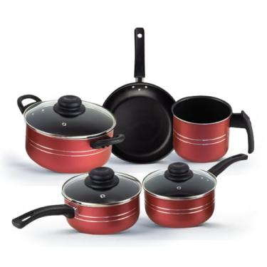 Imagem de Jogo de Panelas Antiaderente 5 Peças Azul/Creme com 5 camadas de antiaderente(Cereja)