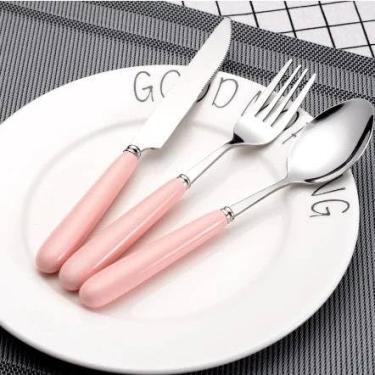 Imagem de Jogo de Talher Inox 3 Peças Colher Garfo Faca Estojo Portátil Viagem Marmita