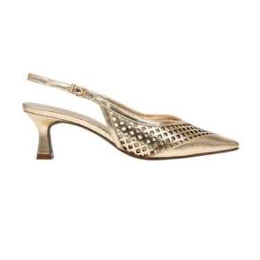 Imagem de Sapato Feminino Loucos e Santos Salto Médio Dourado - L197-Feminino