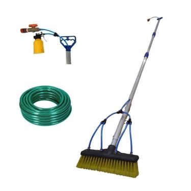 Imagem de Vassoura Para Lavar Placa Solar 4M Mangueira 20M E Kit Sabão
