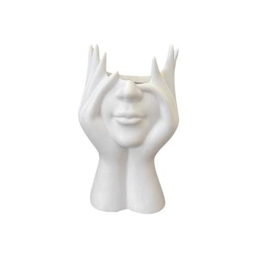 Imagem de Porta-canetas, rosto abstrato, plástico, design artístico moderno