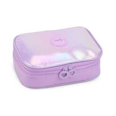 Imagem de Estojo Material Escolar Grande Holográfico Organizador Kawaii Fofo Canetas Lápis Borracha Espaçoso