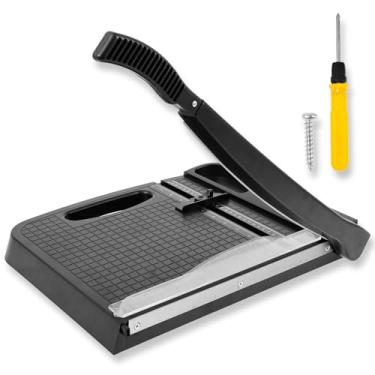 Imagem de Cortador de papel de guilhotina Cortador de guilhotina de precisão A4 com proteção de segurança e base antiderrapante Capacidade de 12 a 15 folhas para cortar papel, cartão, fotos e mais (estilo D, G)