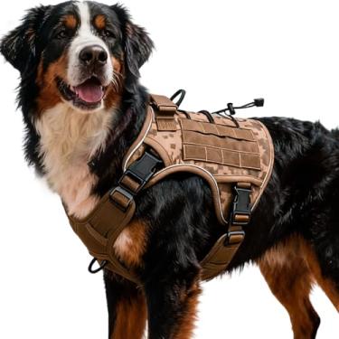 Imagem de Peitoral tático resistente para cães grandes, colete refletivo ajustável sem puxão com sistema Molle, controle de nível militar K9 para treinamento de serviço, atividades ao ar livre e mais de 10