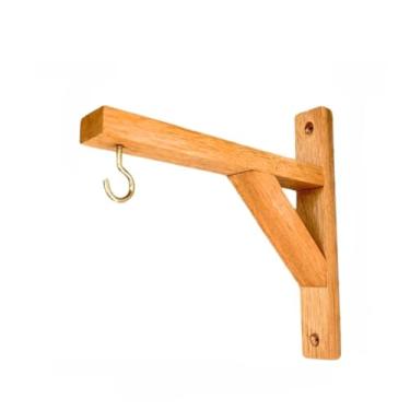 Imagem de Kits Suporte para Plantas Mão Francesa Madeira Eucalipto - Prateleira de Parede para Vasos Suspensos, Jardim Vertical em Varanda, Sala e Decoração de Interiores - Kit Completo(Kit-4-Unidade-15x15-P)