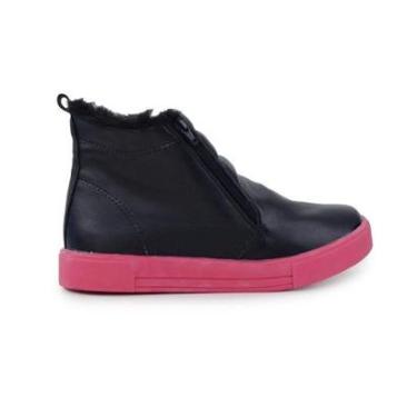 Imagem de Bota Juvenil Feminina Ploc Peluciada Preta e Rosa - 01IJ-Feminino