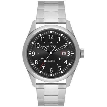 Imagem de Relógio Masculino Prata Preto Orient Solar Com Data