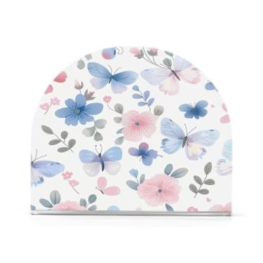 Imagem de Wassud Porta-guardanapos de borboletas e flores para mesa, cozinha e jantar, suporte de guardanapo de acrílico para guardanapos de papel, acomodam 50-60 guardanapos decoração de fazenda 2 peças