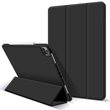 Imagem de Capa para Samsung Galaxy Tab S10+ Plus / S9+ Plus / S9 FE+ Plus 12.4 Polegadas 2024/2023 com Suporte para Pencil Parte Traseira em TPU Macio função de ativação/desativação automática, Preto
