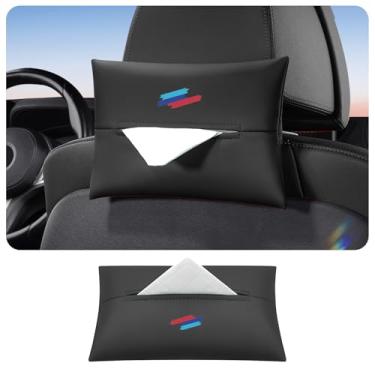 Imagem de Erivis Porta-lenços de papel de carro, porta-guardanapos de carro de couro napa, viseira traseira, caixa de lenços em automóvel para BMW X3 X5 X7 X1 4 3 5 7 Series Acessórios interiores de carro, saco