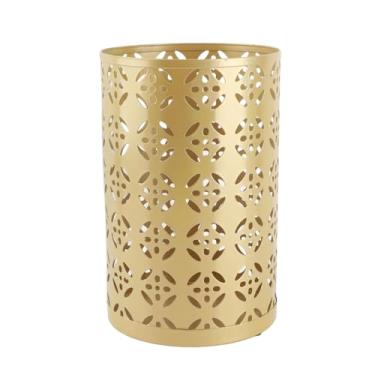 Imagem de Mbeysaq Suporte de guarda-chuva, guarda-chuva, porta de entrada. Caixote de guarda-chuva de metal elegante com design redondo para entrada de casa. Design à prova de ferrugem e oco com padrão de cobre