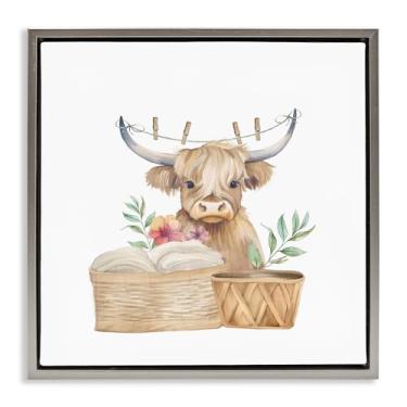 Imagem de Stupell Industries Arte de parede em tela flutuante com moldura preta para bebês do dia da lavanderia, design de Kim Allen, 45,7 x 45,7 cm