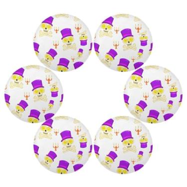 Imagem de Wassud Jogo americano conjunto de 6 tapetes de mesa redondos de esqueleto com chapéu para cozinha e jantar, lavável e resistente ao calor, decoração de mesa 39 cm