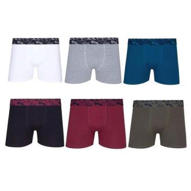 Imagem de Cueca algodão boxer masculina adulto Kit 10 Lupo , Branco, M