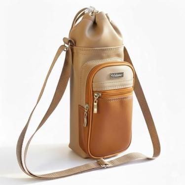 Imagem de Bolsa Térmica (BEGE COM CARAMELO) GALANTE para Garrafa de 1,5 LITROS ml em Couro Sintético - Coleção Cores VERÃO 2026