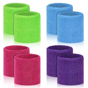 Imagem de PEASUG 8 pulseiras esportivas de suor para homens e mulheres, pulseiras absorventes de pulso, pulseiras de tênis, pulseiras elásticas para suor para basquete, tênis, futebol, academia, corrida, treino