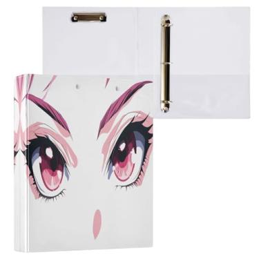 Imagem de Qilmy Lindo organizador de fichário de menina de desenho animado com olhos, fichário de 3 anéis com prancheta (carta A4), fichário fofo para material de escritório escolar 385