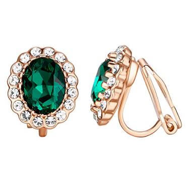 Imagem de Yoursfs Brincos femininos vintage esmeralda de cristal verde falso banhado a ouro rosa 18 k joia hipoalergênica