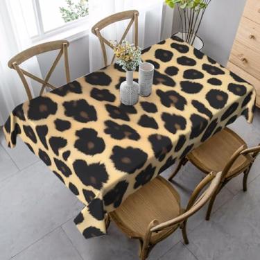 Imagem de SKKNT Toalha de mesa de jantar com estampa de leopardo 89 x 139 cm, retangular, impermeável, reutilizável, festa de jantar