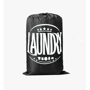 Imagem de Saco de lavanderia de viagem, lavável na máquina, organizador de roupas sujas com cordão, fácil de encaixar em um cesto ou cesto de roupa suja, preto