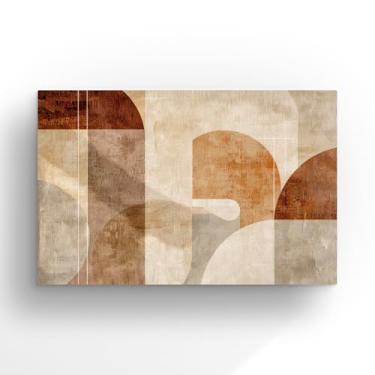 Imagem de Arte Abstrata Moderna em Tons Terra, Tela Decorativa Minimalista, Canvas Geométrico, 60x40 cm