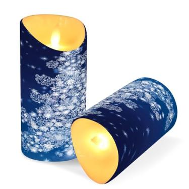 Imagem de ATTX Pacote com 2 velas sem chama, flocos de neve, árvore de Natal, 7,6 x 9,9 cm, com controle remoto e temporizador para decoração de casa, casamento, acampamento #431