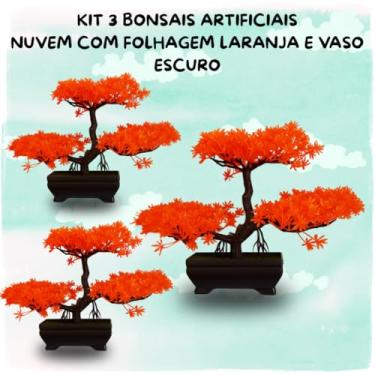 Imagem de Genérico, Kit 3 Bonsais Artificiais Outonais – Beleza Natural com Folhas Laranjas