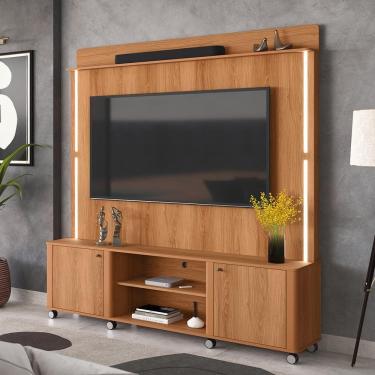 Imagem de Home Rack Florença Com Led e Rodizios Lukaliam Móveis – Rack para TV Sala Moderna