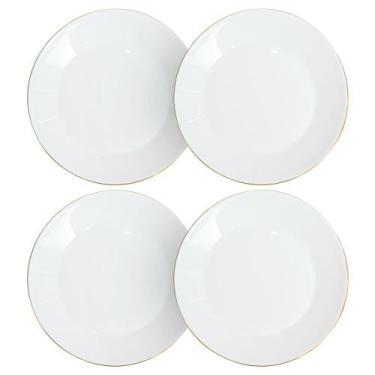 Imagem de Jogo de Pratos de Raso Catarina em Opaline com Fio de Ouro 27cm 4 peça