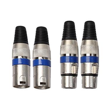 Imagem de VizGiz Pacote com 4 plugues XLR macho e fêmea Adaptador de cabo de plugue de microfone 3 pinos conector de conector de áudio DMX Mixer Equipment Socket Repair Substituição