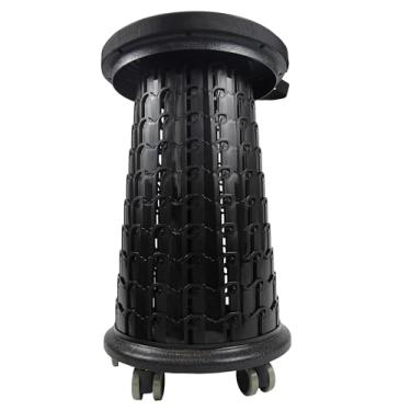 Imagem de ALEVMOOM Banqueta Collapsilbe Upgrade XXL com almofada e rodas de rolamento, H 51 cm, D 33 cm, capacidade de carga pesada 453 kg, banqueta dobrável retrátil portátil para acampamento e caminhada