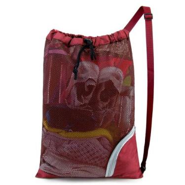 Imagem de Mochila BeeGreen Mesh Drawstring Swim Bag Swim 45x65 cm vermelha