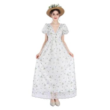 Imagem de LSYYSKB Vestido feminino regency verde floral vitoriano vestido vintage vestido de baile vestido longo regência vestido GG