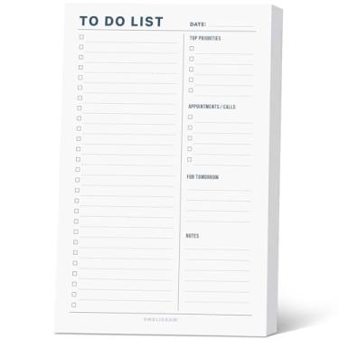 Imagem de Agenda de lista de tarefas – 70 folhas destacáveis sem data, bloco de notas 14 x 21,6 cm com prioridades, tarefas, compromissos, organizador diário para escola, casa e escritório (branco, minimalista