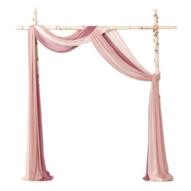 Imagem de Arco de casamento Ling’s Momon, decorações de fundo para recepção de cerimônias, Cream+ Dusty Rose + Mauve, 6 Yards Drapping Fabric