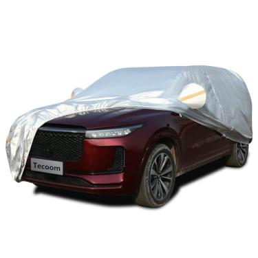 Imagem de Tecoom Capa de carro SUV impermeável para todos os climas, capa interna externa forrada com lã de 3 camadas com zíper para porta e fechadura, proteção solar de granizo de neve UV, adequada para SUV
