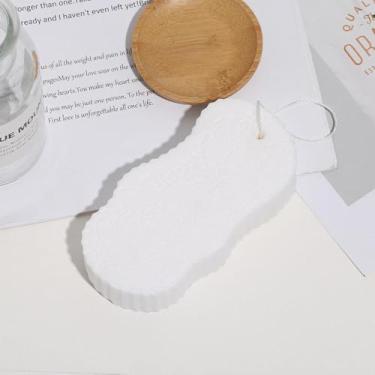 Imagem de Esponja de banho esfoliante em forma de onda branca para limpeza profunda para chuveiro remoção de sujeira e banho diário