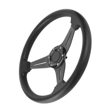 Imagem de Vroomoto Substituição do Volante de Direção Esportiva, Volante de Carro de 14 Polegadas Com Material PU para a Maioria Dos Veículos, Fácil de Montar, Atualizar o Estilo Interior do Seu (Preto)