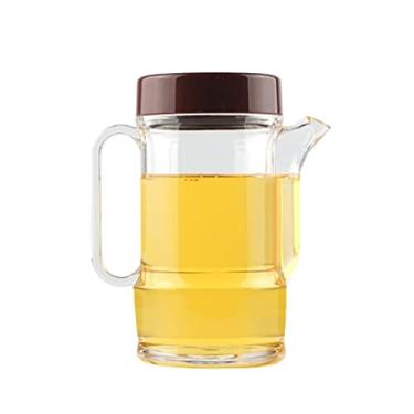 Imagem de Garrafas de óleo e vinagre garrafa com alça cozinha garrafa de tempero doméstico lata de óleo de grande capacidade garrafa de óleo de plástico transparente lecythus (tampa cor café, L 450 ml)