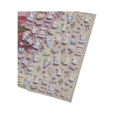 Imagem de Adesivo De Unha Floral Preto E Branco Semi-Transparente Com Flores Em 