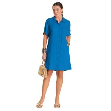 Imagem de Vestido Feminino Chemise Dianna Azul, M, Azul