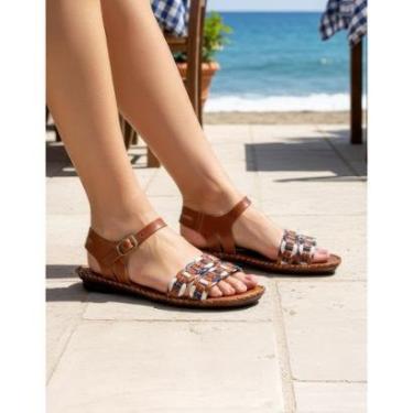 Imagem de Sandália Couro Andacco Rasteira Feminina Trama 12401-Feminino